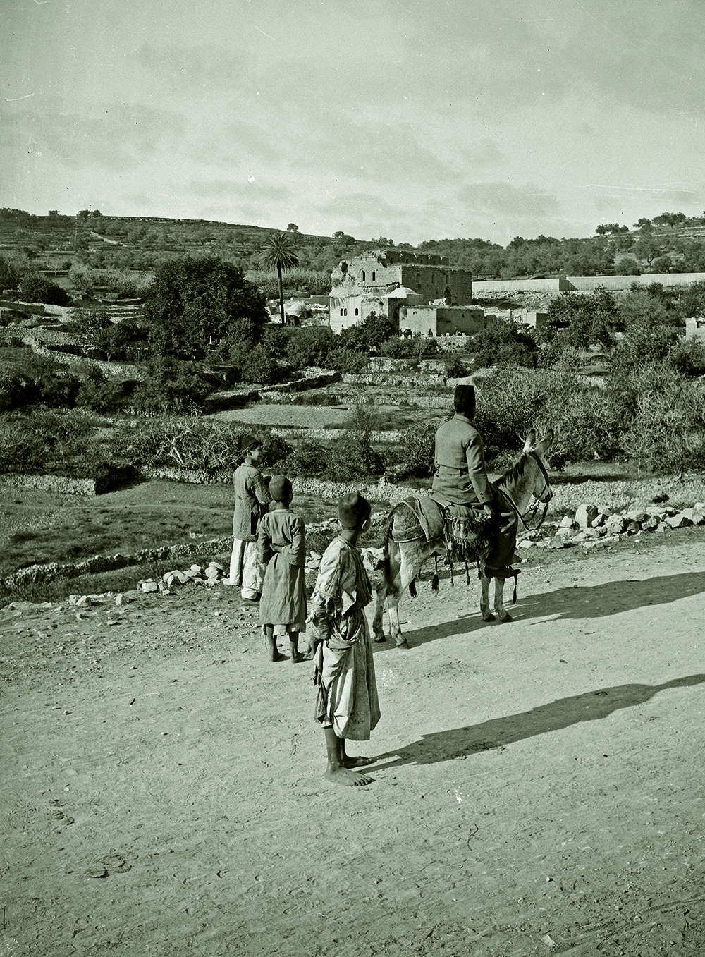 View of the ruined Crusader church at Abu Ghosh, Ottoman Palestine, c.1900.